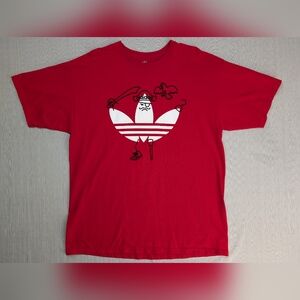 RARE Adidas Pirate Trefoil Graphic Red T-Shirt Size XL Men's